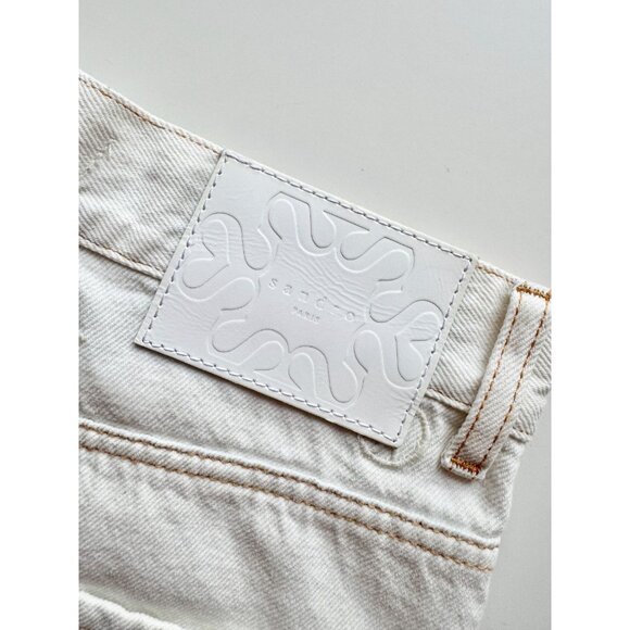 SANDRO Cyriaque White Embroidered Daisy Floral Wide Leg Jeans, Size 36/4/S - Picture 11 of 16